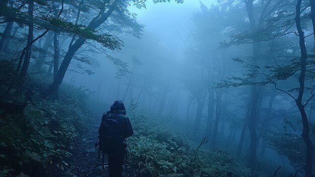 Bella escena del bosque japonés