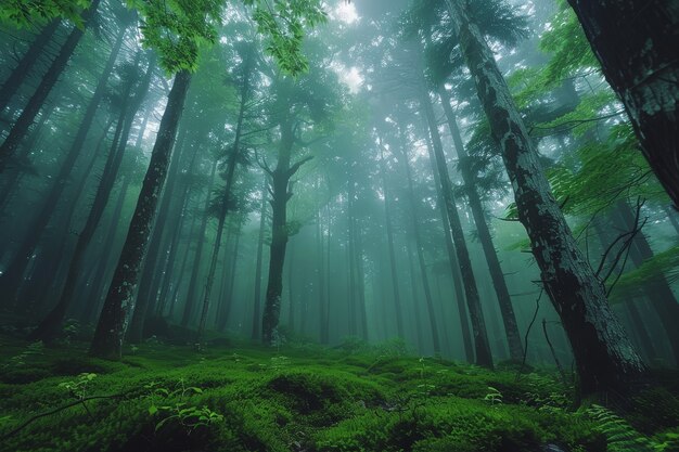 Bella escena del bosque japonés