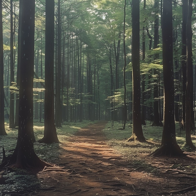 Bella escena del bosque japonés
