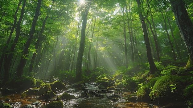 Foto gratuita bella escena del bosque japonés