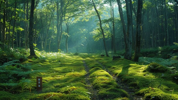 Bella escena del bosque japonés