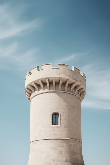 Bella torre del castillo ángulo bajo