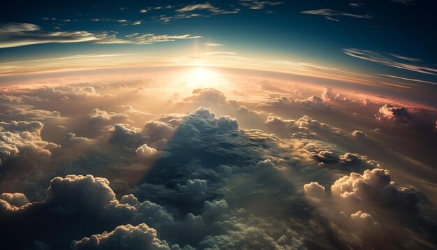 Foto gratuita belleza del cielo sobre el horizonte al atardecer generada por ia