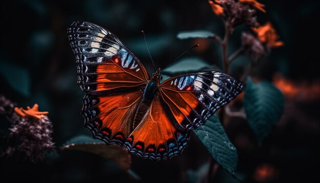 Belleza frágil de ala de mariposa multicolor en la naturaleza generada por IA