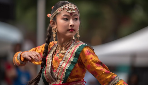 Foto gratuita la belleza indígena brilla en el tradicional desfile festivo generado por ia