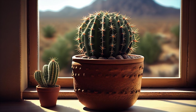 Foto gratuita belleza natural en una pequeña planta suculenta generada por ia