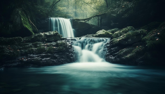 Belleza de la naturaleza de la escena tranquila del agua que fluye suave generada por AI