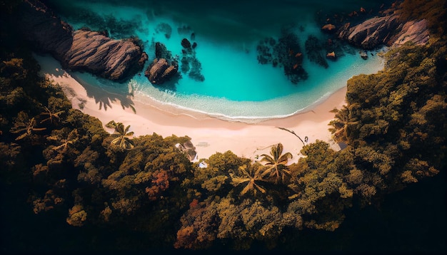 La belleza de la naturaleza revelada en las aguas turquesas de la costa IA generativa