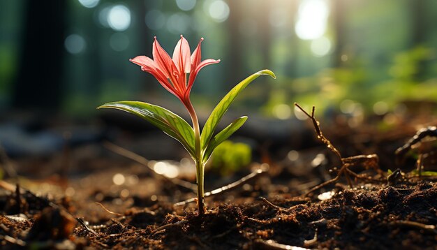 La belleza de la naturaleza en una sola flor vibrante y llena de vida generada por la inteligencia artificial