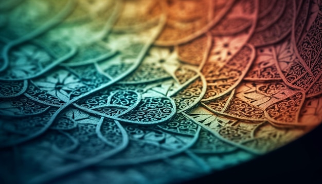 Belleza de patrón fractal abstracto de hojas de colores vibrantes generada por IA