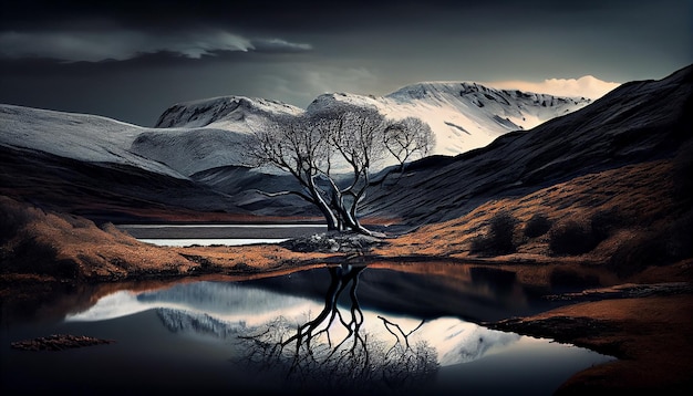 Belleza tranquila de la naturaleza reflejada en aguas tranquilas IA generativa