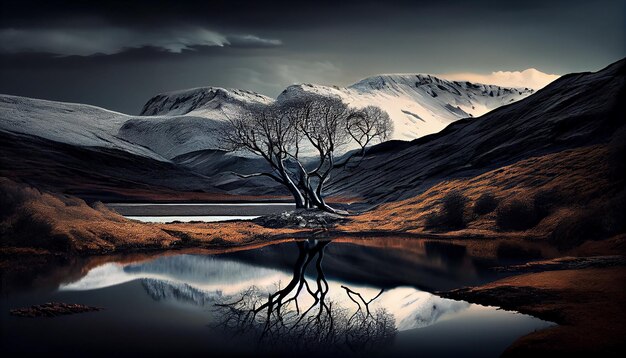 Belleza tranquila de la naturaleza reflejada en aguas tranquilas IA generativa