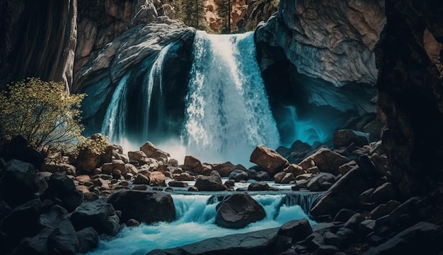 Foto gratuita belleza en un tranquilo bosque barranco ia generativa