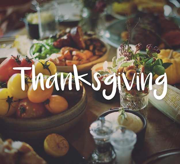 Bendición Thnaksgiving Celebrando el concepto de comida agradecida