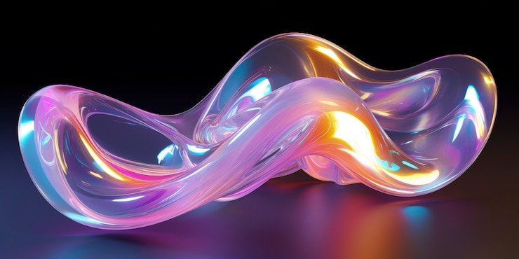 Photo Gratis bentuk 3d bercahaya dengan warna holografik cerah