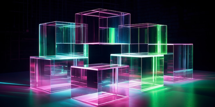 Photo Gratis bentuk 3d bercahaya dengan warna holografik cerah