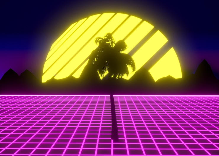Photo Gratis bentuk 3d penuh warna dalam gaya vaporwave