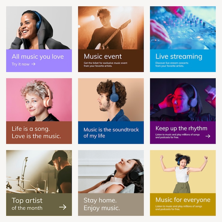 Photo Gratis berbagai psd template iklan musik untuk set posting media sosial