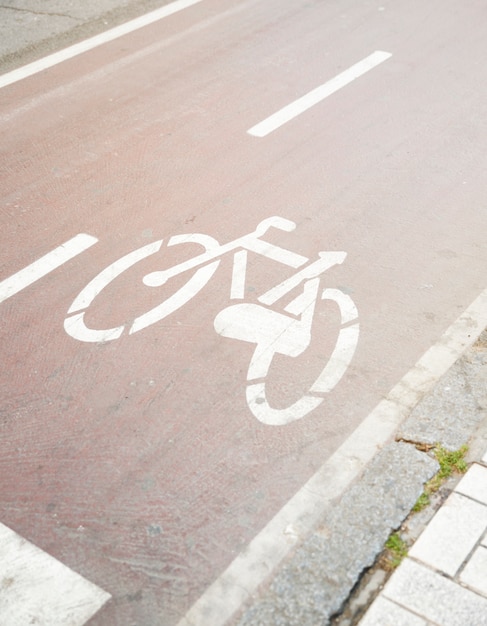 Bicicleta, señal de tráfico, en, camino