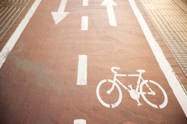 Bicicleta, señal de tráfico, en, camino