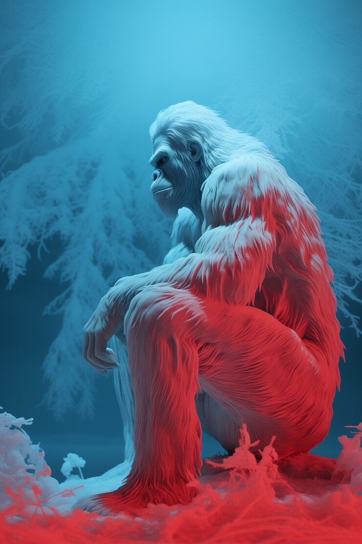Foto gratuito bigfoot representado en un resplandor de neón