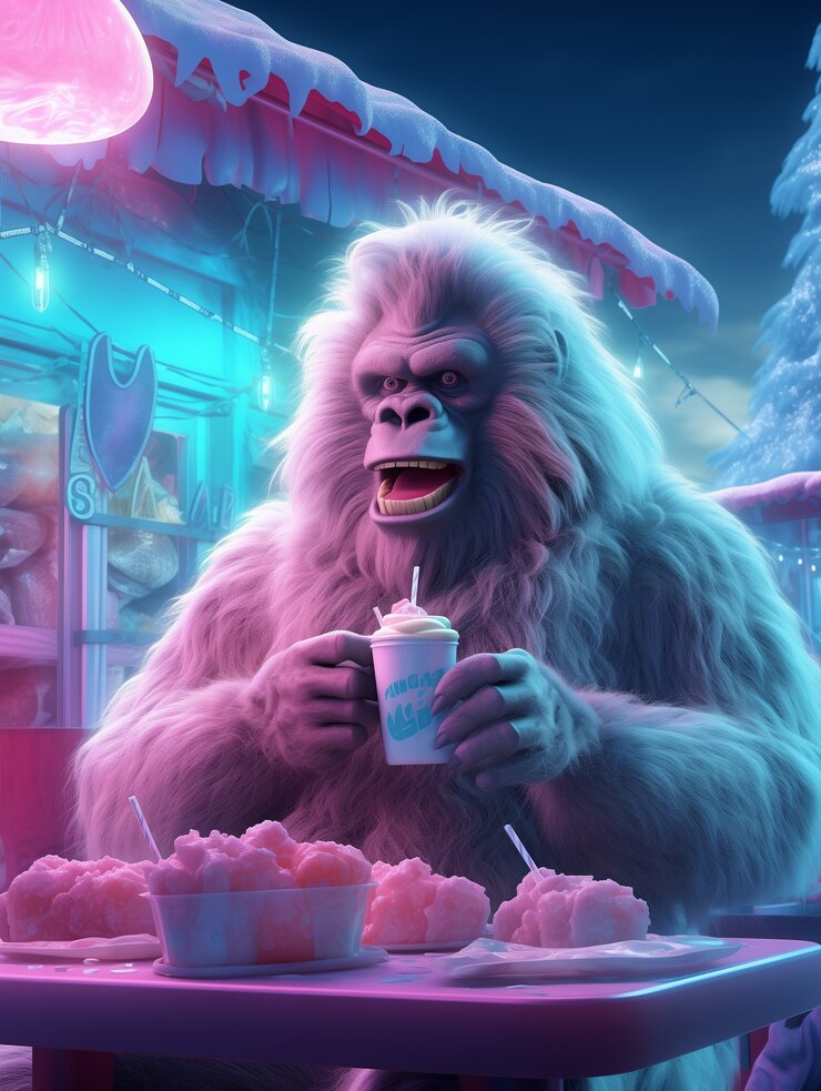 Foto gratuito bigfoot representado en un resplandor de neón