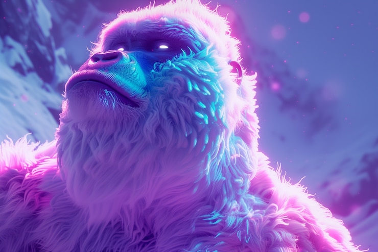 Foto gratuito bigfoot representado en un resplandor de neón