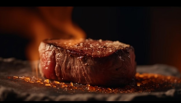 Foto gratuita bistec de solomillo a la parrilla cocinado a la perfección generado por ia