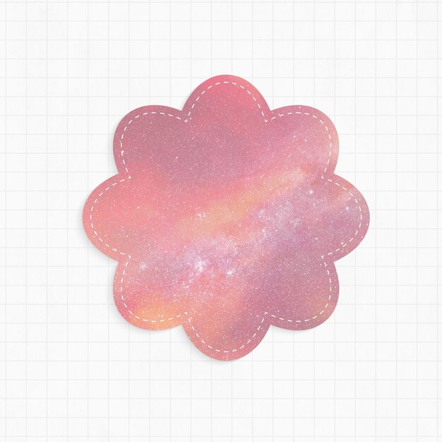 Bloc de notas con forma de flor de fondo de galaxia rosa