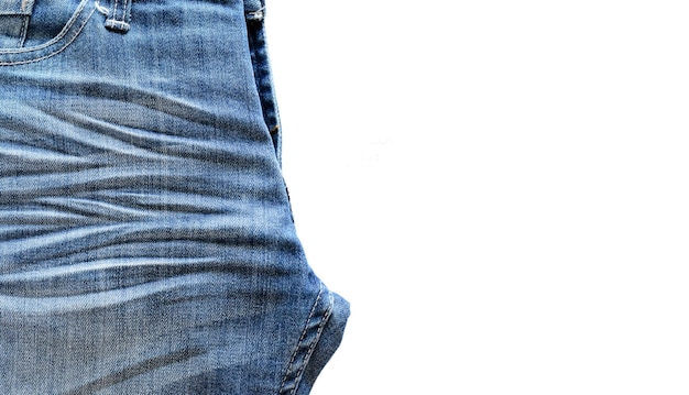 Foto gratuita blue jeans aislado sobre fondo blanco con texto de ejemplo en el espacio de copia