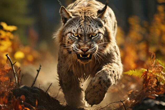 Bobcat en la naturaleza temporada de otoño