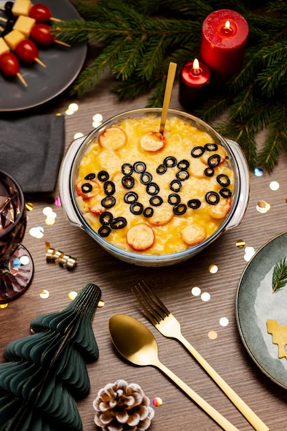 Foto gratuita bocadillos para celebración de año nuevo plano