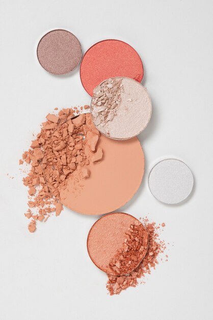Bodegón de combinación de texturas de maquillaje