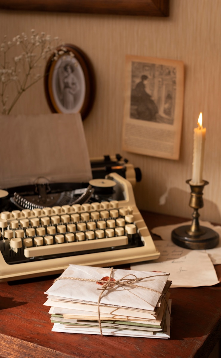 Foto gratuito bodegón de escritura antigua de una carta de amor