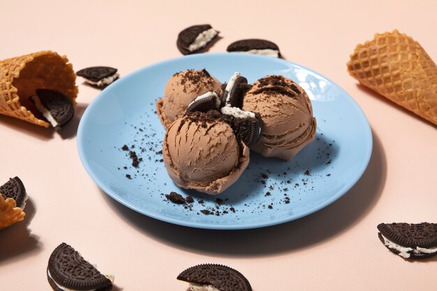 Bodegón de galletas y helado