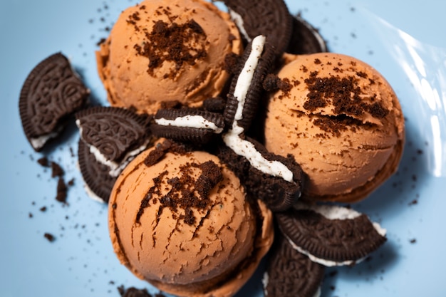 Bodegón de galletas y helado