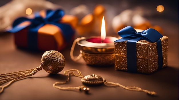 Foto gratuita bodegón navideño con cajas de regalo con velas y adornos sobre fondo oscuro