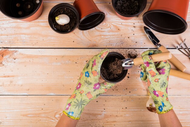 Bodegón con objetos de jardinería