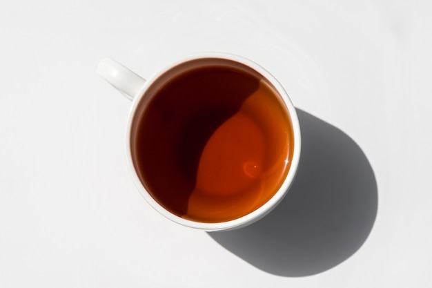 Bodegón de taza de té flat lay