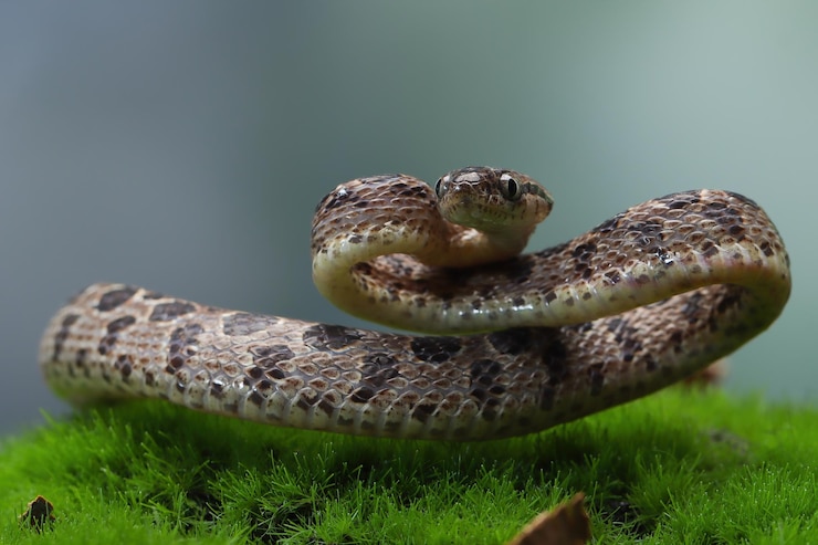Foto gratuito boiga multo maculata serpiente closeup en rama boiga multo maculata closeup