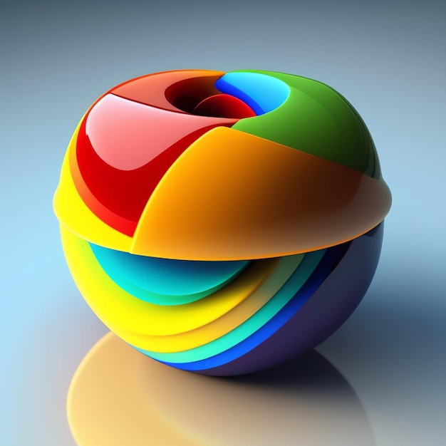 Una bola colorida con la mitad superior