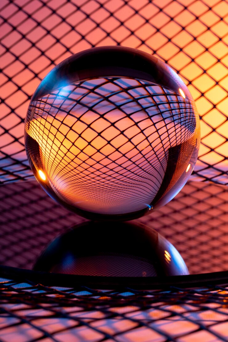 Foto gratuito bola de cristal con lineas rectas