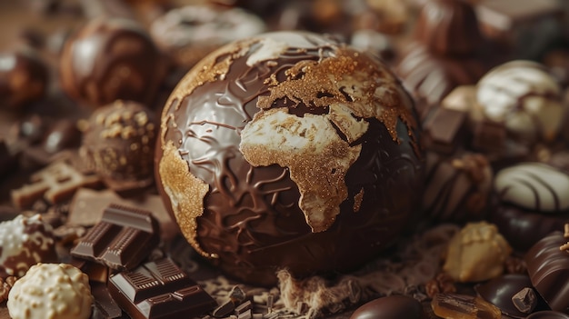 Foto gratuita bola mundial para la celebración del día del chocolate