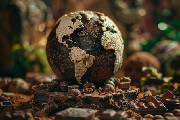 Foto gratuita bola mundial para la celebración del día del chocolate