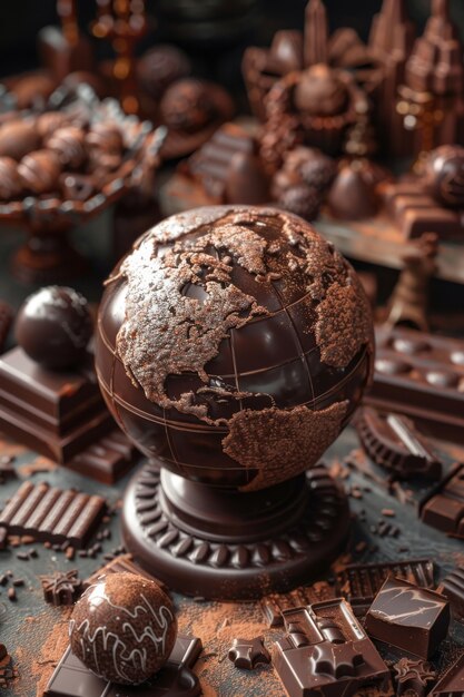 Foto gratuita bola mundial para la celebración del día del chocolate