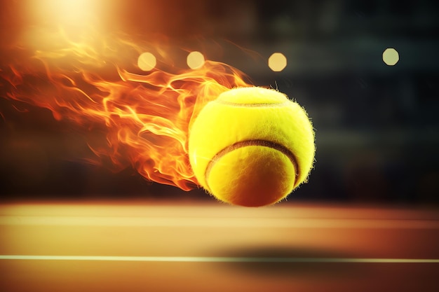 bola de tenis muy rápida en el fuego imagen generada por IA