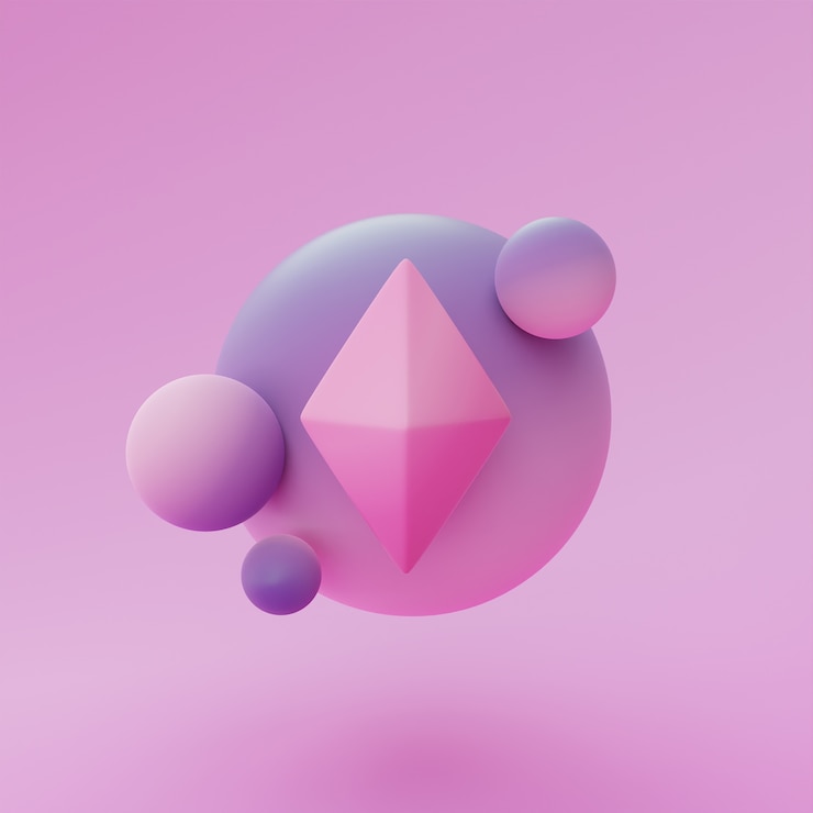 Foto gratuito bolas y diamante rosa degradado
