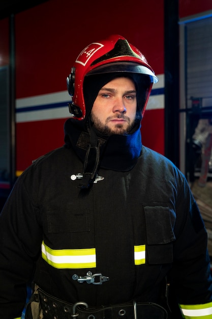 Bombero listo para su misión.