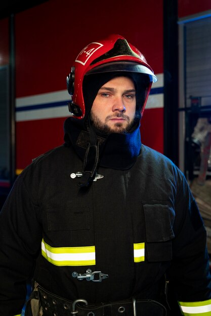 Bombero listo para su misión.