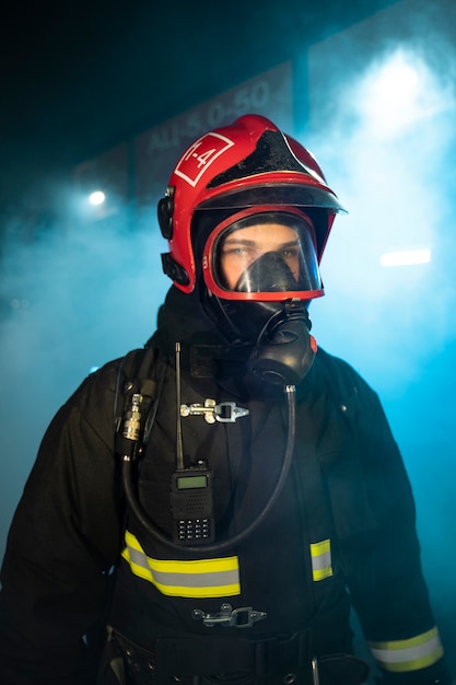 Bombero listo para su misión.